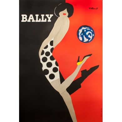 Vintage advertising poster - Villemot  - 1989 - Bally - 66.9 by 47.2 inches