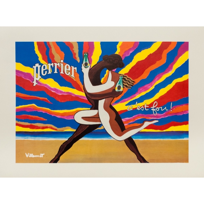 Affiche ancienne de publicité - Villemot - 1984 - Perrier c'est fou - 47 par 63 cm