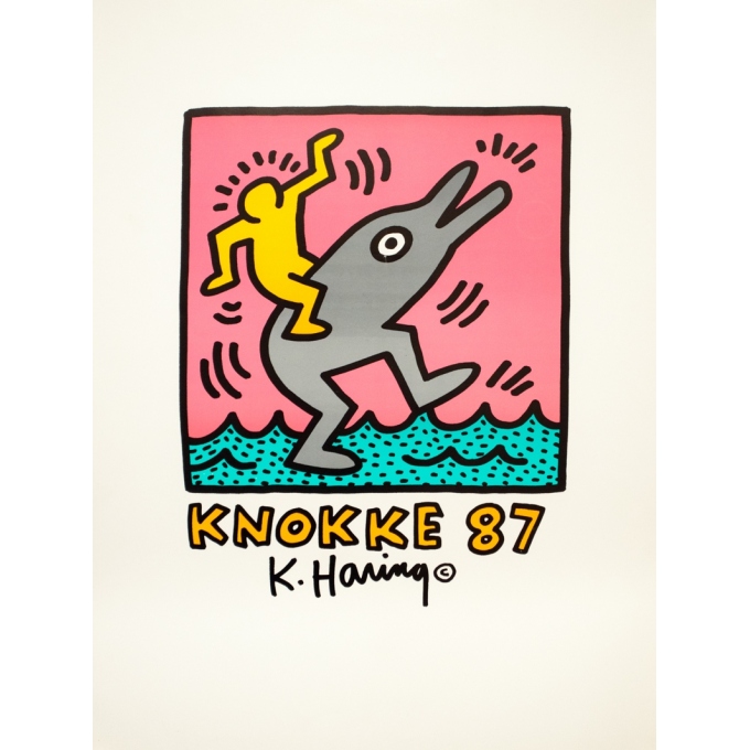 Vintage exhibition poster - Keith Haring - 1987 - Knock - 28.7 by 20.9 inches