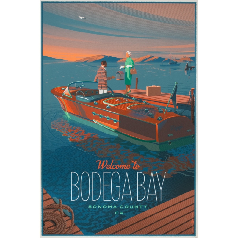 Original movie poster - Laurent Durieux - 2020 - Bodega Bay, regular n°340/450 - 35.8 by 24 inches