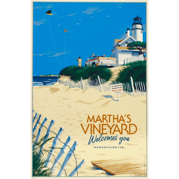 Affiche sérigraphiée originale - Laurent Durieux - 2021 - Martha's Vineyard, Welcomes You,signée,n°81/575 - 91 par 61 cm