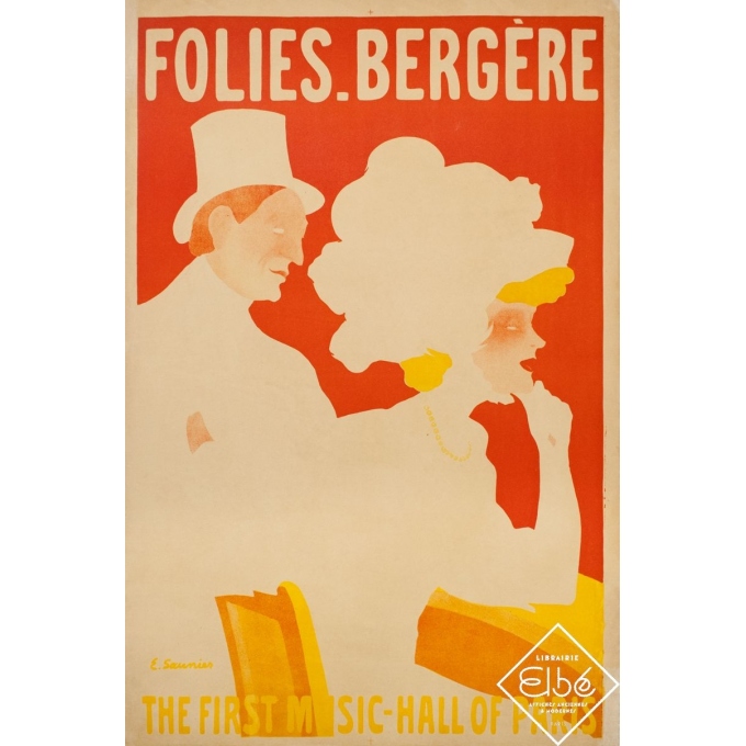 Affiche ancienne d'exposition - E.Saunier - 1908 - Folies-Bergère - (lot de 3 épreuves) - 122 par 80 cm - 3