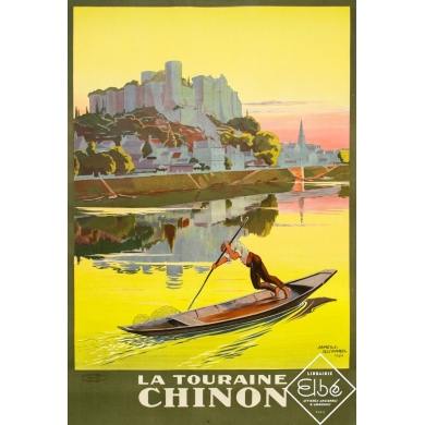 Affiche ancienne de voyage - James. C.Richard - 1926 - La Tourraine - Chinon - 101.5 par 70 cm