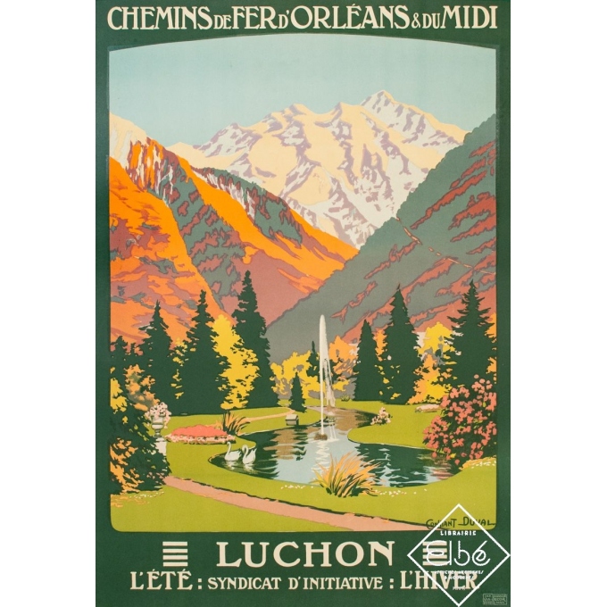 Vintage travel poster - Constant Duval - Circa 1920 - Luchon - 41.3 by 28.4 inches