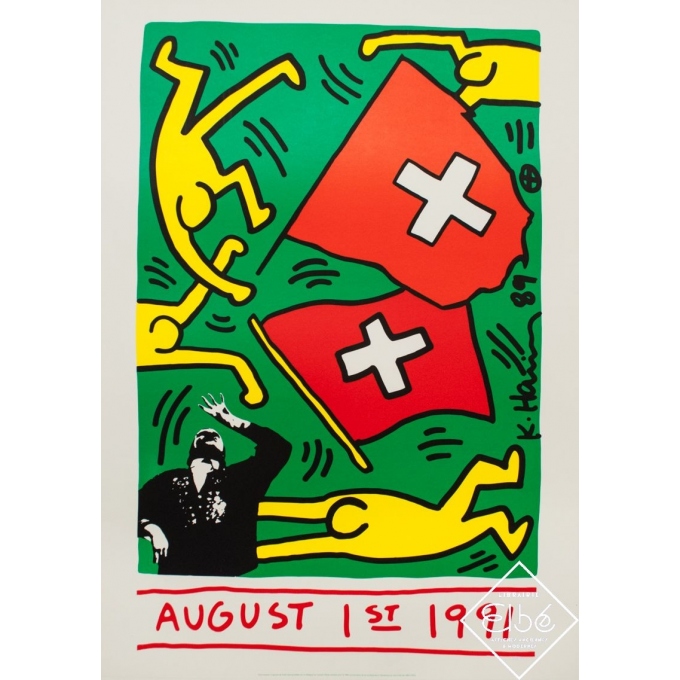 Affiche sérigraphiée originale - Keith Haring - 1989 - Festival - August 1991 - 100 par 71 cm