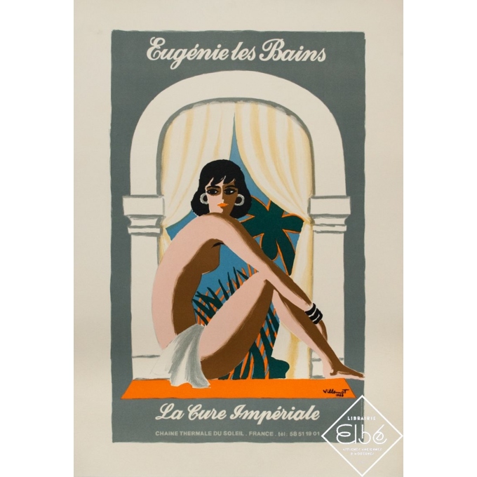 Vintage advertising poster - Bernard Villemot - 1988 - Eugénie les Bains - la cure impériale - 27.8 by 19.3 inches Vintage advertising poster - Bernard Villemot - 1988 - Eugénie les Bains - la cure impériale - 27.8 by 19.3 inches