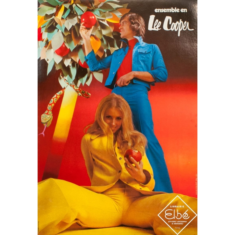 Affiche ancienne de publicité - Patrick Bertrand - Circa 1975 - Ensemble en Lee Cooper - 78 par 53 cm