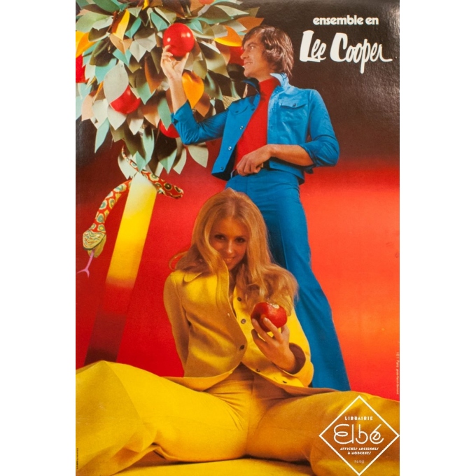 Affiche ancienne de publicité - Patrick Bertrand - Circa 1975 - Ensemble en Lee Cooper - 78 par 53 cm