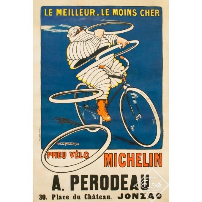 Vintage advertising poster - Roowy - 1912 - Pneu Vélo Michelin - 47.8 by 31.9 inches