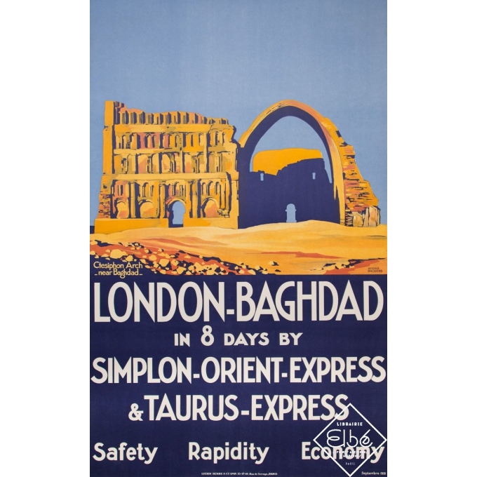 Vintage travel poster - Roger Broders - 1931 - London - Baghdad - 39,4 by 25 inches Vintage travel poster - Roger Broders - 1931 - London - Baghdad - 39,4 by 25 inches