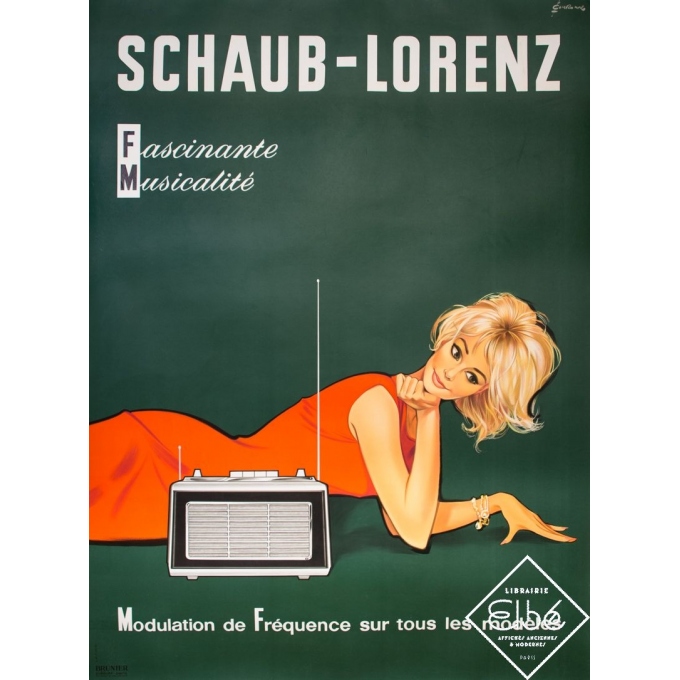 Affiche ancienne de publicité - Couronne - 1960 - Schaub - Lorenz - Fascinante Musicalité - 154 par 114 cm