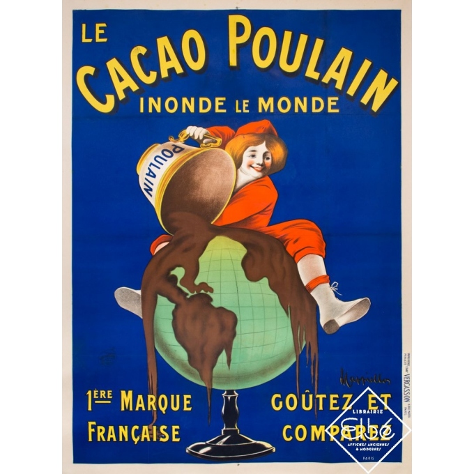 Vintage advertising poster - Leonetto Cappiello - 1911 - Le Cacao Poulain - 62,6 by 47,4 inches