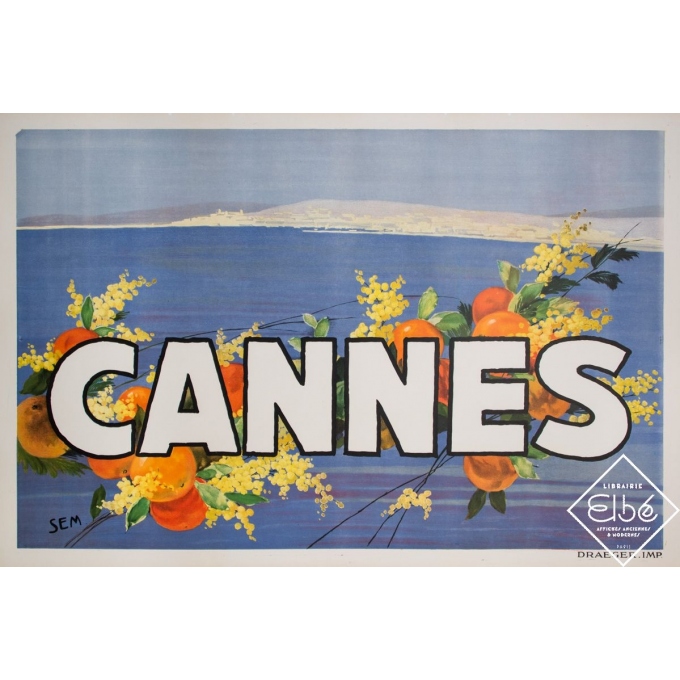 Affiche ancienne de voyage - Sem - Circa 1920 - Cannes - 120 par 80 cm