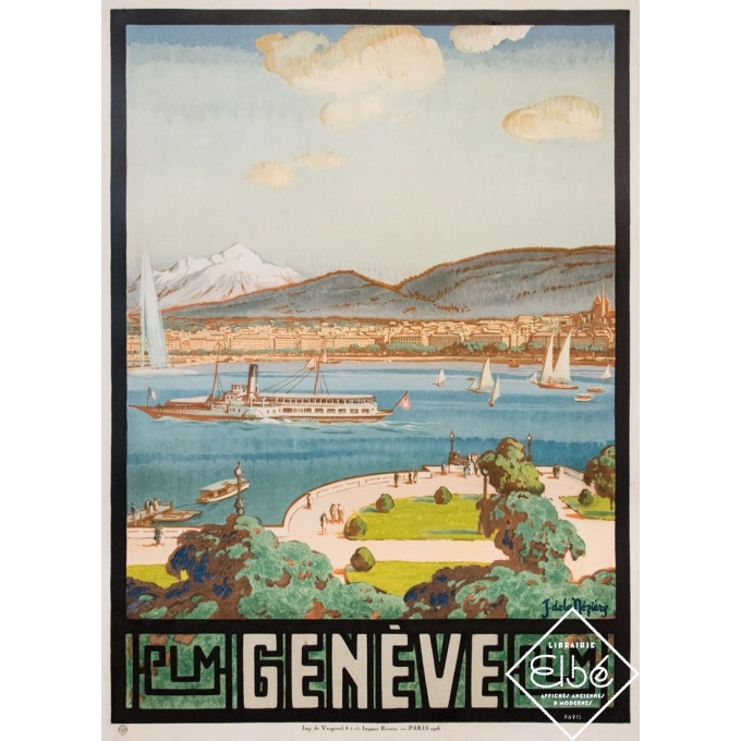 Vintage travel poster - Joseph De La Nézière - 1926 - Genève PLM - 42,5 by 31,1 inches