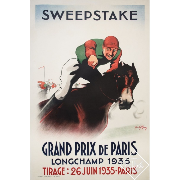 Vintage poster - Charley Garry - 1935 - Sweepstake - Grand Prix de Paris Longchamps - 47,2 by 31,5 inches