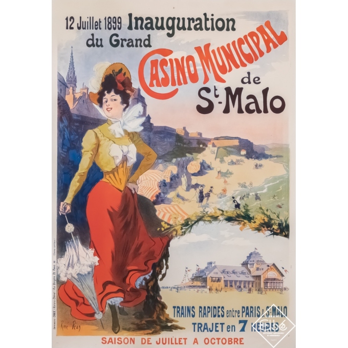 Affiche ancienne de voyage - René Péan - 1899 - Saint Malo - le Casino - 123,5 par 87 cm