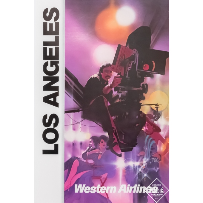 Affiche ancienne de voyage - B.Peale - Circa 1970 - Los Angeles - Western Airlines - 59 par 38 cm