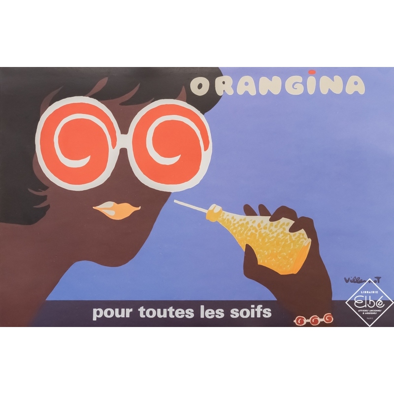 Vintage advertising poster - Bernard Villemot - Circa 1980 - Orangina - 23,6 by 15,8 inches