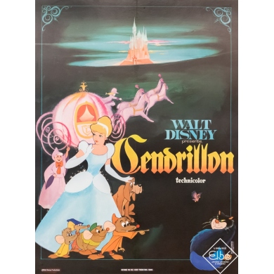 Original vintage movie poster - Walt Disney - Circa 1965 - Cendrillon - 31,5 by 23,6 inches