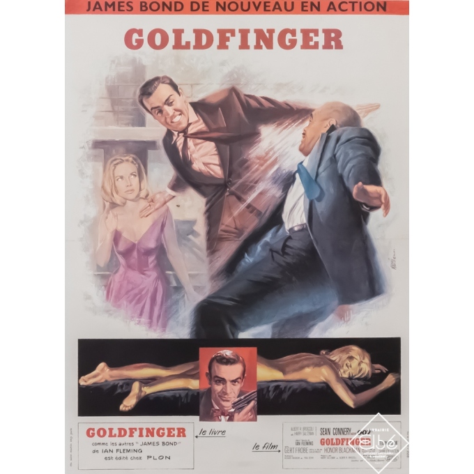 Affiche ancienne de cinéma - Mascii - 1964 - Goldfinger - 007 - 58 par 42 cm