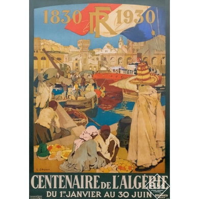 Vintage poster - L. Cauvy - 1929 - Centenaire de l'Algérie- Alger - 41,3 by 29,3 inches