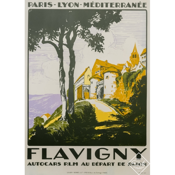 Affiche ancienne de voyage - Julien Lacaze - 1927 - Flavigny - PLM - 107 par 79 cm