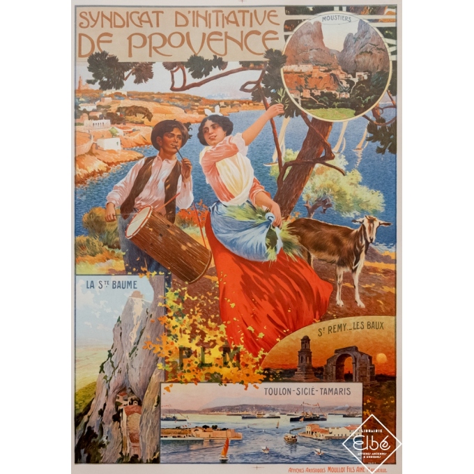 Affiche ancienne de voyage - David Dellepiane - 1903 - La Provence - St Remy - Les Baux - Toulon - 107 par 76 cm