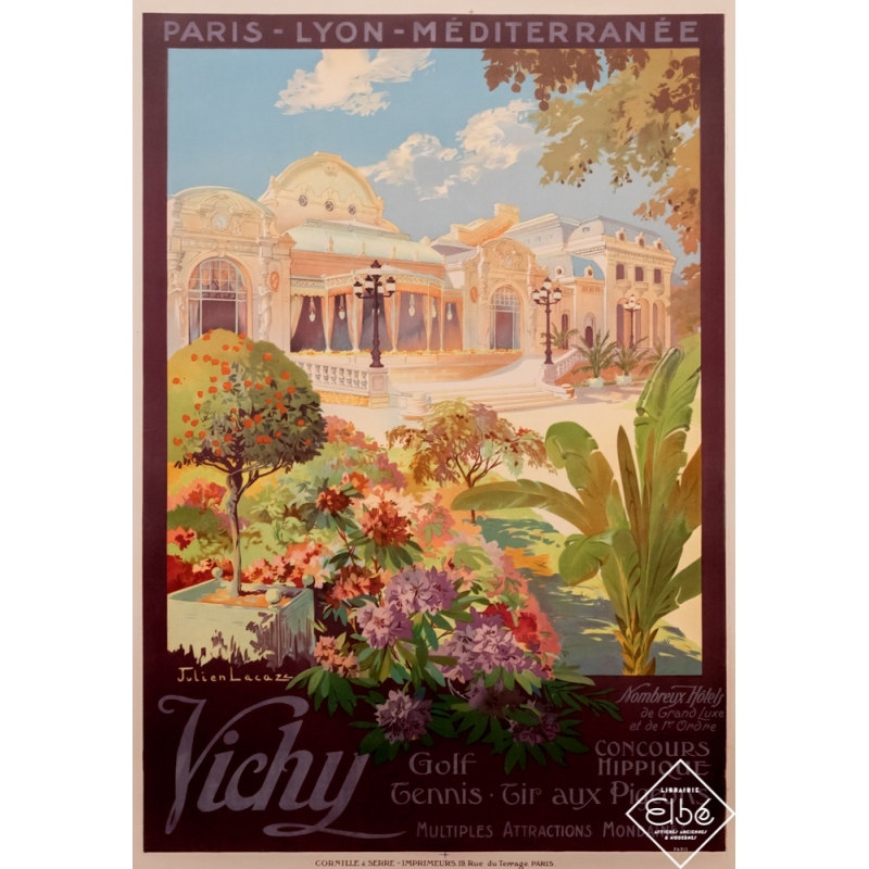 Vintage travel poster - Julien Lacaze - Circa 1920 - Vichy - PLM - 42,7 by 30,7 inches