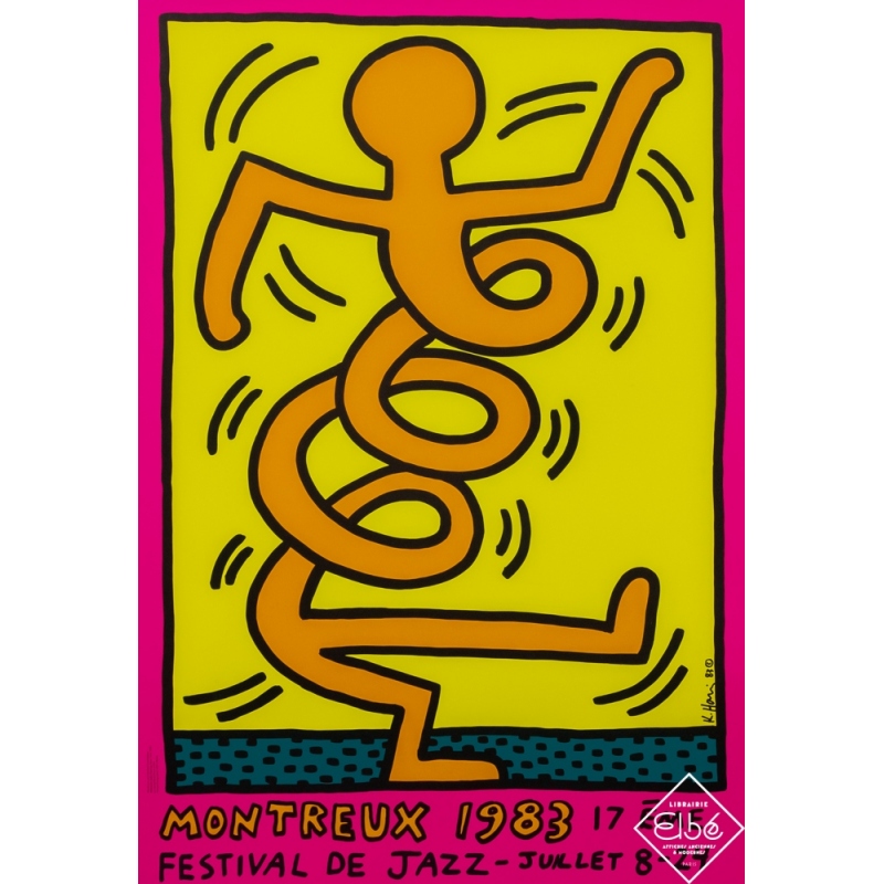 Silkscreen poster - Keith Haring - 1983 - Festival de jazz - Montreux Festival - 1983 - 17eme édition - 39,4 by 27,8 inches