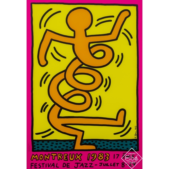 Silkscreen poster - Keith Haring - 1983 - Festival de jazz - Montreux Festival - 1983 - 17eme édition - 39,4 by 27,8 inches