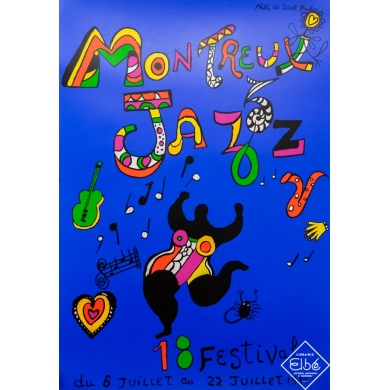 Silkscreen poster - Niki de Saint Phalle - 1984 - Festival jazz - Montreux festival - 1984 - 18eme édition - 39,4 by 27,4 inches