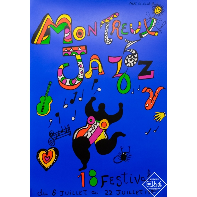 Silkscreen poster - Niki de Saint Phalle - 1984 - Festival jazz - Montreux festival - 1984 - 18eme édition - 39,4 by 27,4 inches