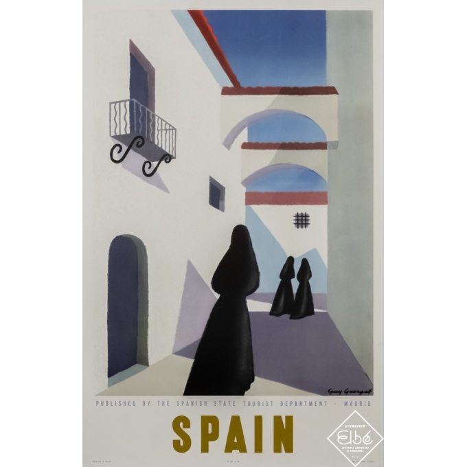 Affiche ancienne de voyage - Guy Georget - 1947 - Spain - Espagne - 99 par 64 cm