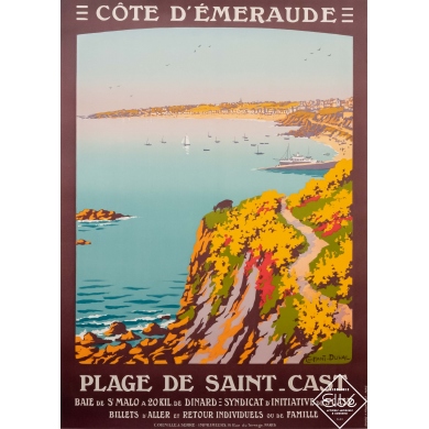 Vintage travel poster - Constant Duval - 1920 - Plage de Saint-Cast - Côte d'émeraude - 41,5 by 29,9 inches