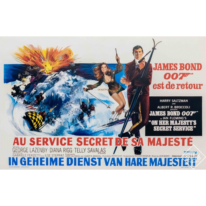 Original vintage movie poster - 1969 - James Bond - Au service secret de sa majesté - 21,5 by 14,2 inches