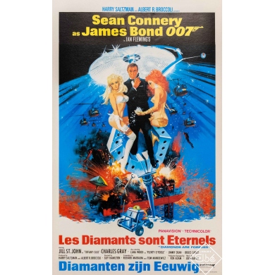 Original vintage movie poster - United Artists - 1971 - James Bond - Les Diamants sont Eternels - 24 by 14,6 inches