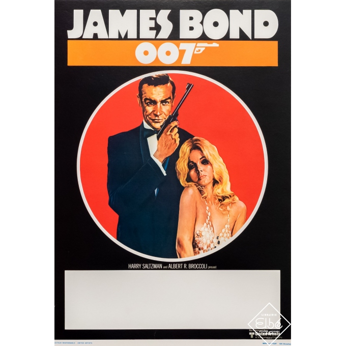 Original vintage movie poster - United Artists - Circa 1960 - James Bond 007 - 21,5 by 13,8 inches