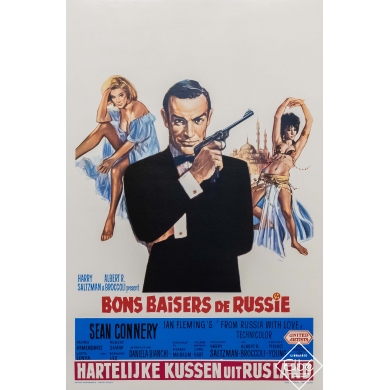 Original vintage movie poster - United Artists - 1963 - James Bond - Bons baisers de Russie - 21,5 by 14 inches