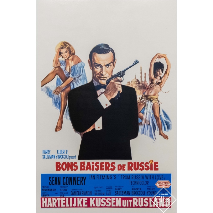 Affiche ancienne de cinéma - United Artists - 1963 - James Bond - Bons baisers de Russie - 54,5 par 35,5 cm
