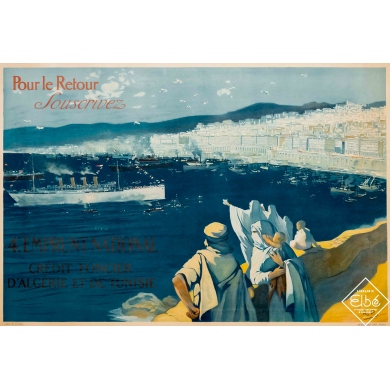 Vintage advertising poster - R.P - 1920 - Pour le retour souscrivez - 44,9 by 31,9 inches