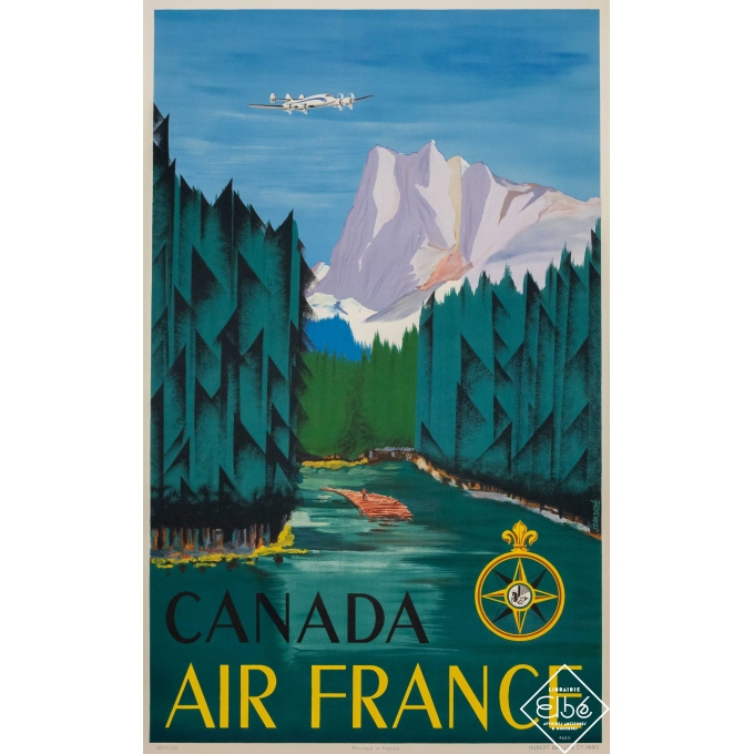 Vintage travel poster - Jean Doré - 1951 - Air France Canada - 39,4 by 23,6 inches