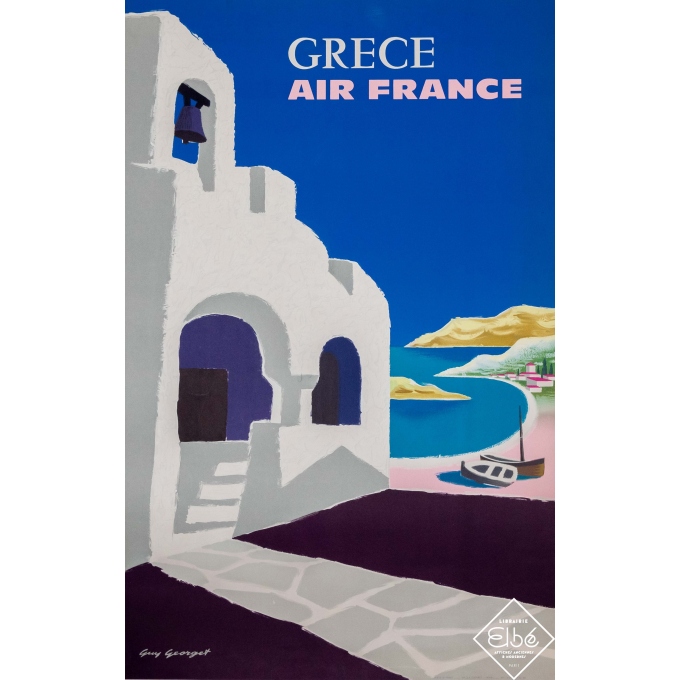 Affiche ancienne de voyage - Guy Georget - 1959 - Air France Grèce - 100 par 60 cm