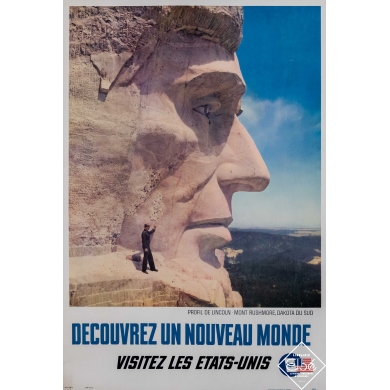 Affiche originale de voyage -  - Circa 1990 - Découvrez Le Nouveau Monde - Visitez Les États-Unis - 76 par 50,5 cm