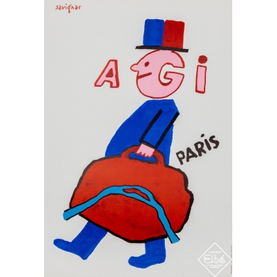 Affiche ancienne de publicité - Savignac - Circa 1990 - Agi - Paris  - 60 par 40,5 cm
