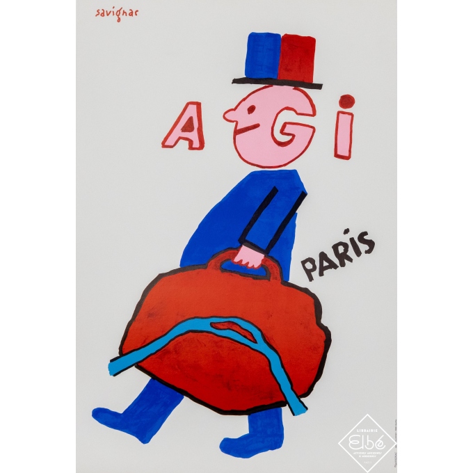 Affiche ancienne de publicité - Savignac - Circa 1990 - Agi - Paris  - 60 par 40,5 cm