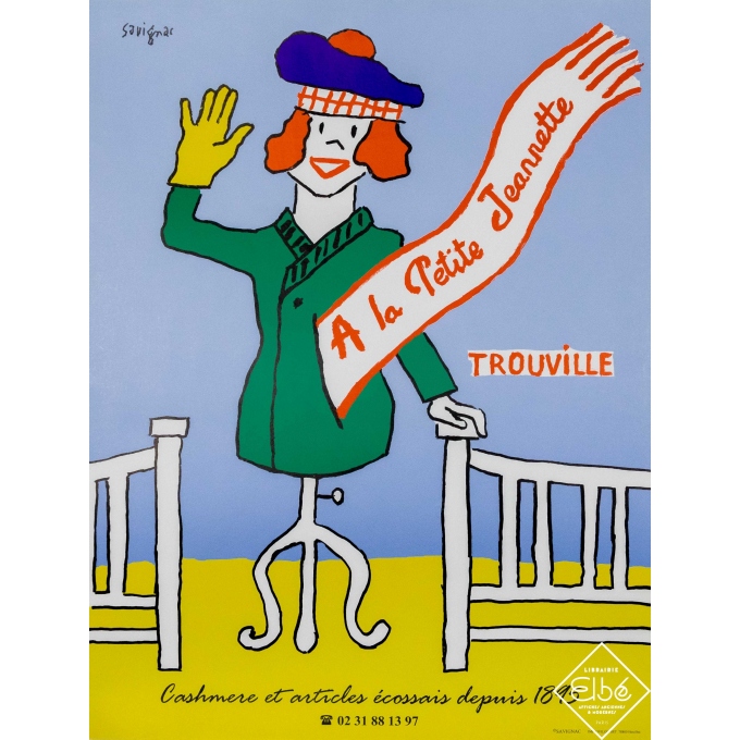 Affiche ancienne de publicité - Savignac  - Circa 2000 - A la petite Jeanette-Trouville  - 60,5 par 46,5 cm