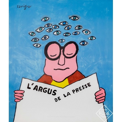 Vintage advertising poster - Savignac - Circa 2000 - L'argus de la presse  - 23 by 19,5 inches