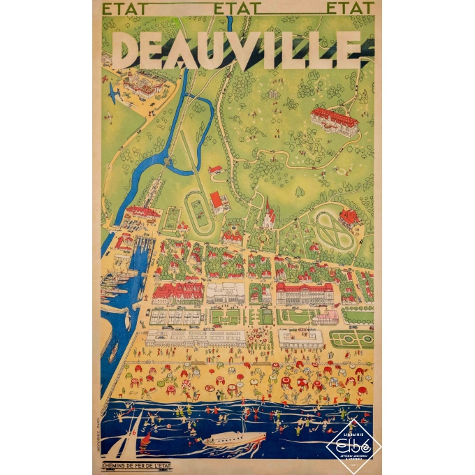 Affiche ancienne de voyage - Roger de Valério - Deauville - 99 par 61,5 cm