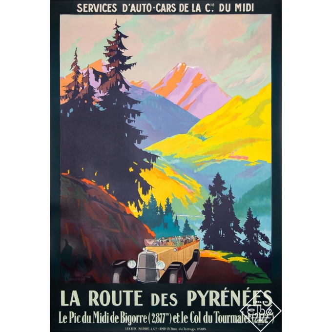 Affiche ancienne de voyage - Commarmond - 1930 - La Route des Pyrénées - 105 par 73,5 cm