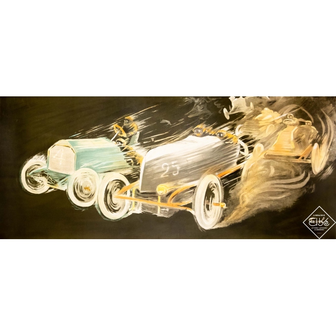 Affiche ancienne de publicité - Fernel - Circa 1910 - Courses automobiles 1910 - 93 par 40 cm